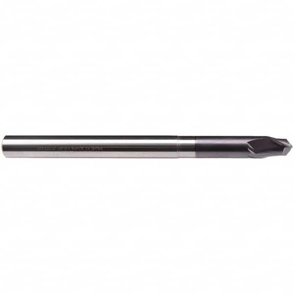 Emuge - 1/2" Diam, 3/8" LOC, 2 Flute Solid Carbide Roughing & Finishing End Mill - TiAlN Finish, 6" OAL, 1/2" Shank Diam, Cylindrical Shank, 30° Helix, Extra Long Length - Benchmark Tooling