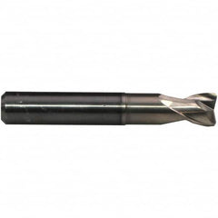 Emuge - 3/32" Diam, 1/8" LOC, 2 Flute Solid Carbide Roughing & Finishing End Mill - CrN Finish, 2-1/4" OAL, 1/4" Shank Diam, Cylindrical Shank, 30° Helix, Stub Length - Benchmark Tooling