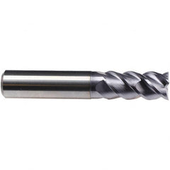 Emuge - 3/4" Diam, 1-1/2" LOC, 4 Flute Solid Carbide Roughing & Finishing End Mill - TiAlN Finish, 4" OAL, 3/4" Shank Diam, Cylindrical Shank, 50° Helix, Centercutting, Long Length - Benchmark Tooling