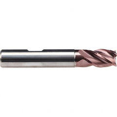 Emuge - 5/16" Diam, 1/2" LOC, 4 Flute Solid Carbide Roughing & Finishing End Mill - TiAlN Finish, 2-1/4" OAL, 5/16" Shank Diam, Weldon Shank, 38° Helix, Centercutting, Stub Length - Benchmark Tooling