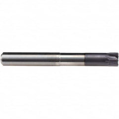 Emuge - 12mm Diam, 7mm LOC, 8 Flute Solid Carbide Roughing & Finishing End Mill - TiAlN Finish, 50mm OAL, 12mm Shank Diam, Cylindrical Shank, 0° Helix, Long Length - Benchmark Tooling