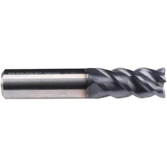 Emuge - 14mm Diam, 35mm LOC, 4 Flute Solid Carbide Roughing & Finishing End Mill - TiAlN Finish, 83mm OAL, 14mm Shank Diam, Weldon Shank, 50° Helix, Centercutting, Long Length - Benchmark Tooling