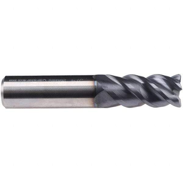 Emuge - 16mm Diam, 40mm LOC, 4 Flute Solid Carbide Roughing & Finishing End Mill - TiAlN Finish, 92mm OAL, 16mm Shank Diam, Weldon Shank, 50° Helix, Centercutting, Long Length - Benchmark Tooling