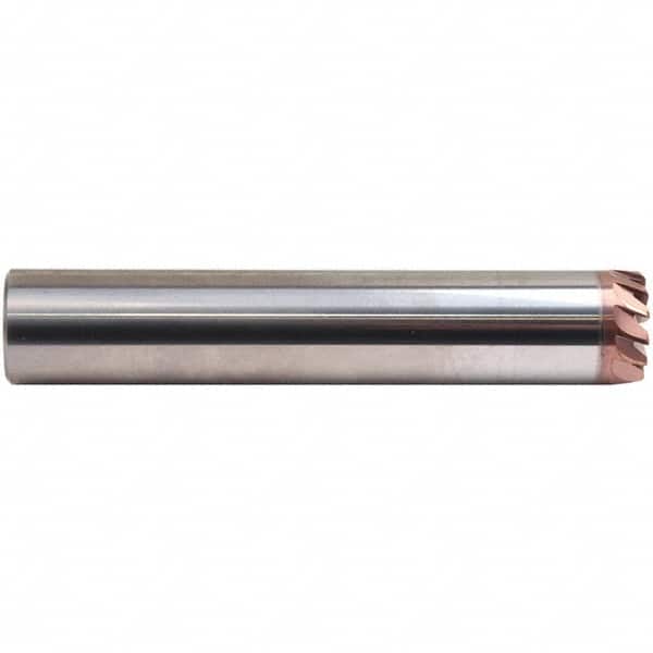 Emuge - 8° Taper Angle per Side, 15mm Small End Diam, 3.5mm LOC, Solid Carbide 9 Flute Tapered Corner Radius End Mill - TiAlN Finish, 108mm OAL, 16mm Shank Diam, Spiral Flute, 20° Helix - Benchmark Tooling