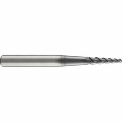 Emuge - 4° Taper Angle per Side, 35mm LOC, Solid Carbide 3 Flute Tapered Ball End Mill - AlCr Finish, 140mm OAL, 16mm Shank Diam, Spiral Flute, 45° Helix - Benchmark Tooling