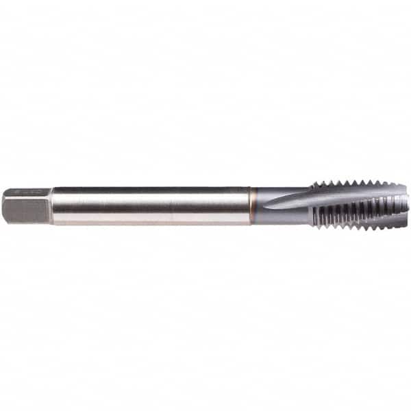 Emuge - 7/16-14 UNC 4 Flute BT Plug Spiral Flute Tap - High Speed Steel, TiCN Finish, 3.937" OAL, Left Hand Flute, Left Hand Thread, Series CU309600 - Benchmark Tooling