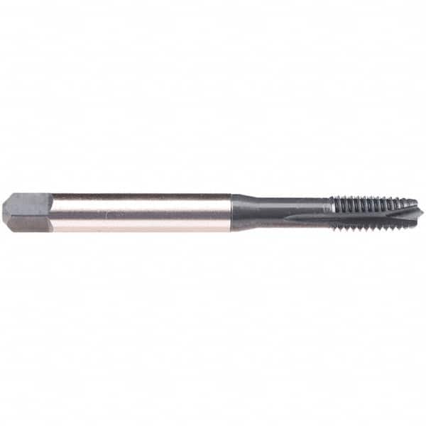 Emuge - #8-36 UNF 3 Flute 2B/3B Plug Spiral Flute Tap - High Speed Steel, NE2 Finish, 2.48" OAL, Right Hand Flute, Right Hand Thread, Series BU497300 - Exact Industrial Supply
