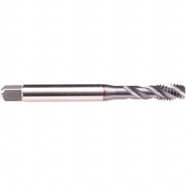 Emuge - #6-40 UNF 3 Flute 2B/3B Modified Bottoming Spiral Flute Tap - High Speed Steel, TiCN Finish, 2.205" OAL, Right Hand Flute, Right Hand Thread, Series BU539300 - Exact Industrial Supply