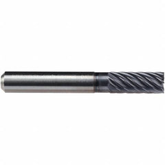 Emuge - 1/4" Diam, 17/32" LOC, 6 Flute Solid Carbide Roughing & Finishing End Mill - TiAlN Finish, 2-1/4" OAL, 1/4" Shank Diam, Cylindrical Shank, 40° Helix, Long Length - Benchmark Tooling