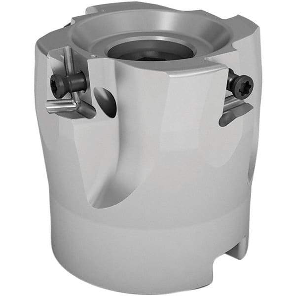 Seco - 9 Inserts, 63mm Cut Diam, 27mm Arbor Diam, 8mm Max Depth of Cut, Indexable Square-Shoulder Face Mill - 90° Lead Angle, 40mm High, LOEX08.. Insert Compatibility, Through Coolant, Series 220.94-08 - Benchmark Tooling