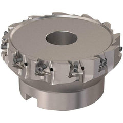 Seco - 12 Inserts, 5" Cut Diam, 38.1mm Arbor Diam, 12mm Max Depth of Cut, Indexable Square-Shoulder Face Mill - 90° Lead Angle, 63mm High, LOEX12 Insert Compatibility, Through Coolant, Series 220.94-12 - Benchmark Tooling