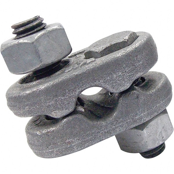 Wire Rope Double Saddle Clip: 3/8″ Rope Dia, Forged Steel 7/16-14, Forged Steel, Galvanized