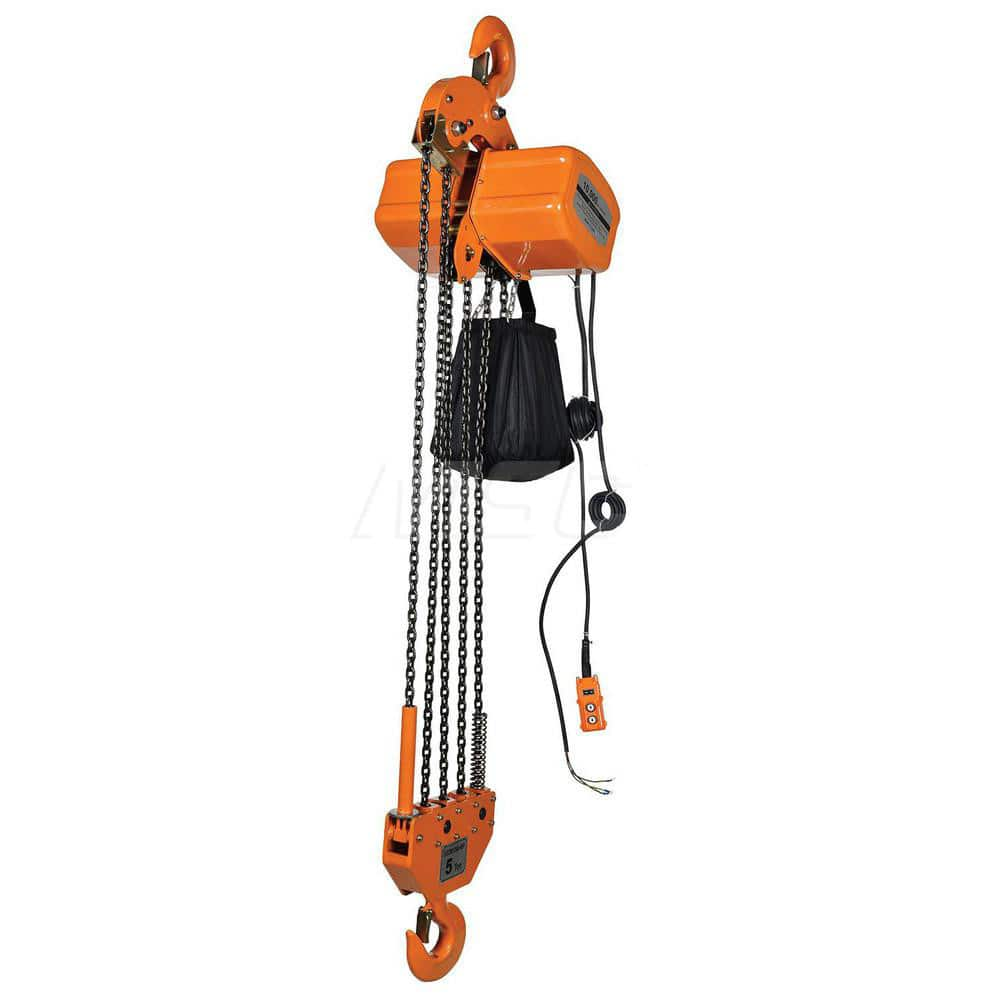 Electric Chain Hoist: 10,000 lb Working Load Limit Push Button Controller, Hook Mount