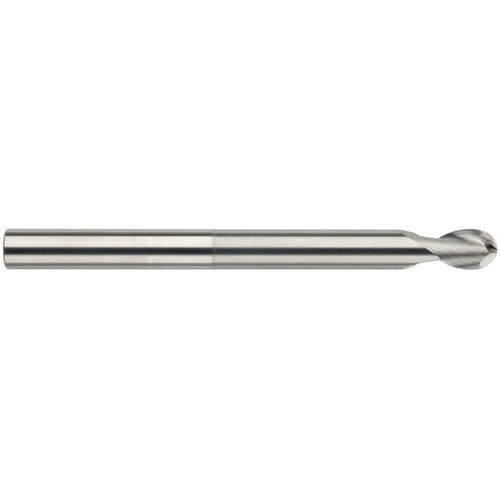 3/4″ Dia. × 3/4″ Shank × 1″ DOC × 6″ OAL, Carbide Uncoated, Spiral , 2 Flute, 35° Helix, Ballnose End Mill - Exact Industrial Supply