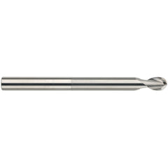 3/4″ Dia. × 3/4″ Shank × 1″ DOC × 6″ OAL, Carbide Uncoated, Spiral , 2 Flute, 35° Helix, Ballnose End Mill - Exact Industrial Supply