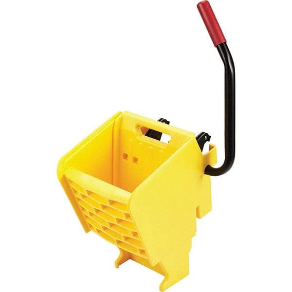 Rubbermaid - 35 Qt Plastic Wringer - 15.8" Long x 31.1" High x 13.4" Wide, Yellow, Metal Handle - Benchmark Tooling