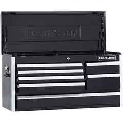 Craftsman - 1 Compartment 7 Drawer Top Tool Chest - 40-1/2" Wide x 16" Deep x 19-3/4" High, Steel, Black - Benchmark Tooling