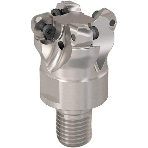 Seco - 26.1mm Cutting Diam, 6mm Max Depth of Cut, Modular Connection Indexable Copy End Mill - 4 Inserts, RP.. 1204 Insert, 217.29I-06 Toolholder, Steel, Through Coolant - Benchmark Tooling