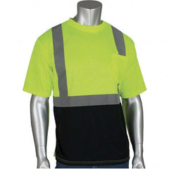 PIP - Size L Black & Hi-Vis Yellow High Visibility Short Sleeve T-Shirt - Benchmark Tooling