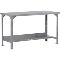 Little Giant - 48 Wide x 30" Deep x 36" High, 12 Gauge Steel Workbench - 12 Gauge Steel Top, Fixed Legs, Gray - Benchmark Tooling