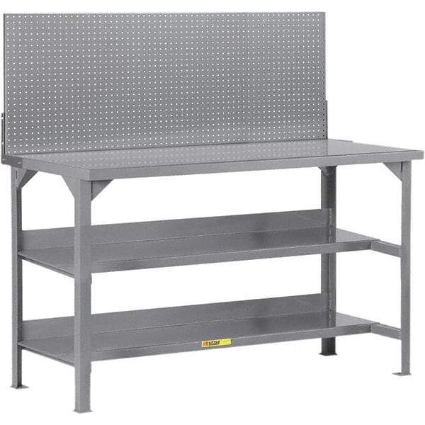 Little Giant - 60 Wide x 36" Deep x 36" High, 12 Gauge Steel Workbench - 12 Gauge Steel Top, Fixed Legs, Gray - Benchmark Tooling