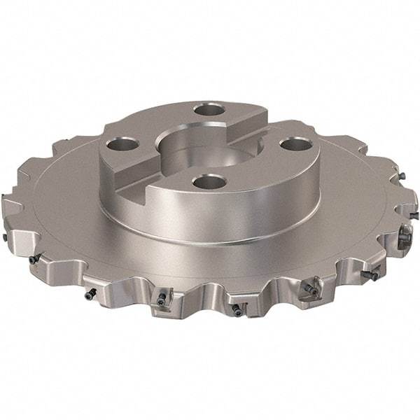 Seco - Shell Mount Connection, 0.787" Cutting Width, 59.31mm Depth of Cut, 250mm Cutter Diam, 60mm Hole Diam, 9 Tooth Indexable Slotting Cutter - R335.25 Toolholder, XNHQ 12 Insert, Right Hand Cutting Direction - Benchmark Tooling