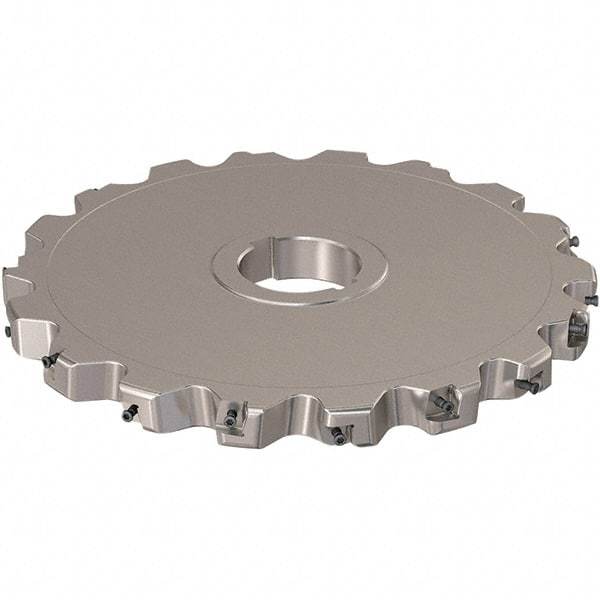 Seco - Arbor Hole Connection, 0.787" Cutting Width, 88.45mm Depth of Cut, 250mm Cutter Diam, 50mm Hole Diam, 9 Tooth Indexable Slotting Cutter - R335.25 Toolholder, XNHQ 12 Insert, Neutral Cutting Direction - Benchmark Tooling