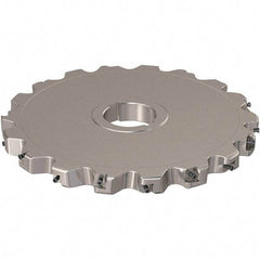 Seco - Arbor Hole Connection, 0.787" Cutting Width, 88.45mm Depth of Cut, 250mm Cutter Diam, 50mm Hole Diam, 9 Tooth Indexable Slotting Cutter - R335.25 Toolholder, XNHQ 12 Insert, Neutral Cutting Direction - Benchmark Tooling