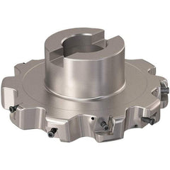 Seco - Shell Mount Connection, 0.787" Cutting Width, 32.81mm Depth of Cut, 125mm Cutter Diam, 32mm Hole Diam, 5 Tooth Indexable Slotting Cutter - R335.25 Toolholder, XNHQ 12 Insert, Right Hand Cutting Direction - Benchmark Tooling