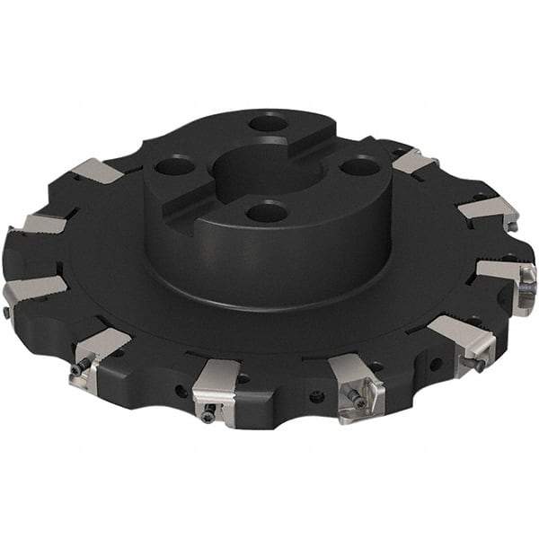 Seco - Shell Mount Connection, 0.669" Cutting Width, 2-1/8" Depth of Cut, 200mm Cutter Diam, 40mm Hole Diam, 6 Tooth Indexable Slotting Cutter - R335.25 Toolholder, XNHQ 1407 Insert, Right Hand Cutting Direction - Benchmark Tooling
