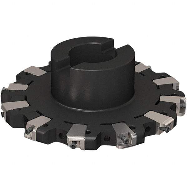 Seco - Shell Mount Connection, 17/32" Cutting Width, 43.82mm Depth of Cut, 160mm Cutter Diam, 40mm Hole Diam, 6 Tooth Indexable Slotting Cutter - R335.25 Toolholder, XNHQ 1407 Insert, Right Hand Cutting Direction - Benchmark Tooling