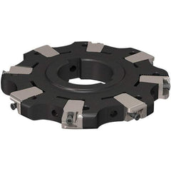 Seco - Arbor Hole Connection, 17/32" Cutting Width, 32.92mm Depth of Cut, 125mm Cutter Diam, 40mm Hole Diam, 4 Tooth Indexable Slotting Cutter - R335.25 Toolholder, XNHQ 1407 Insert, Neutral Cutting Direction - Benchmark Tooling