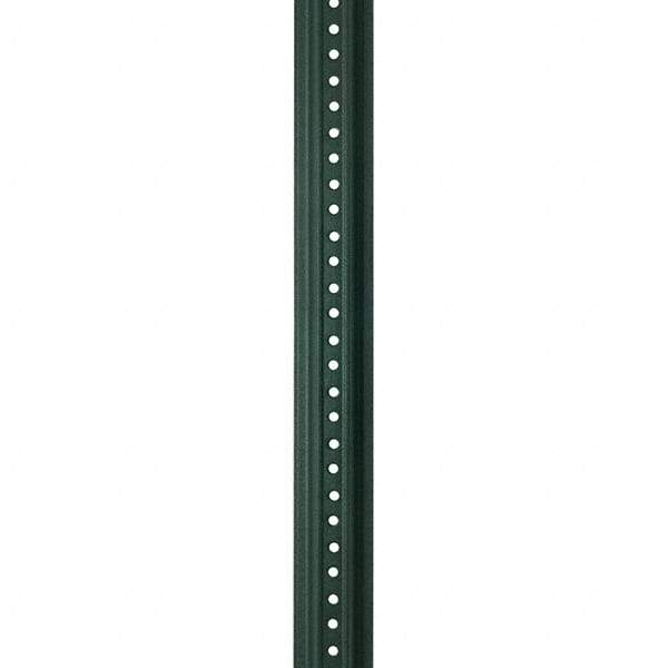 Nucor - 7' High, Powder Coated Traffic Sign Post - Steel, 3/8" Hole Diam, Green - Benchmark Tooling