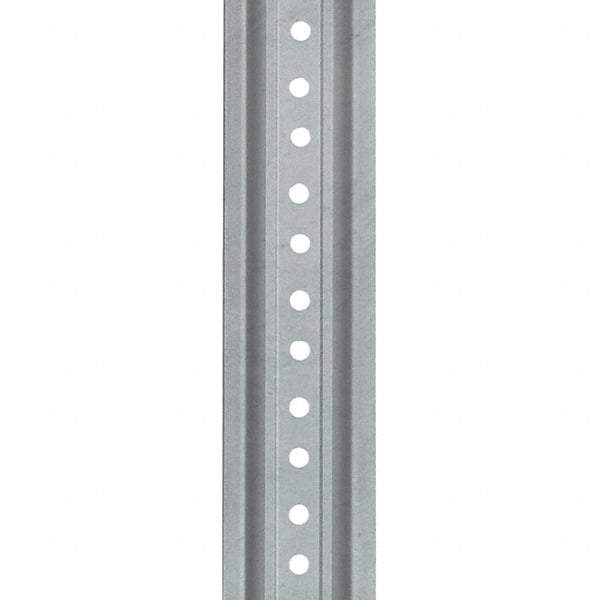 Nucor - 6' High, Galvanized Traffic Sign Post - Steel, 3/8" Hole Diam, Silver - Benchmark Tooling