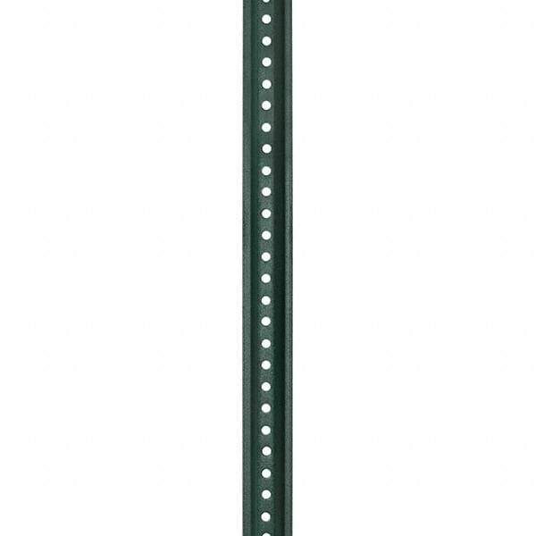 Nucor - 8' High, Powder Coated Traffic Sign Post - Steel, 3/8" Hole Diam, Green - Benchmark Tooling