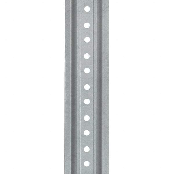 Nucor - 8' High, Galvanized Traffic Sign Post - Steel, 3/8" Hole Diam, Silver - Benchmark Tooling