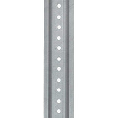 Nucor - 8' High, Galvanized Traffic Sign Post - Steel, 3/8" Hole Diam, Silver - Benchmark Tooling