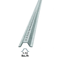 Nucor - 6' High, Galvanized Traffic Sign Post - Steel, 3/8" Hole Diam, Silver - Benchmark Tooling