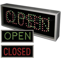 TAPCO - "Open/Closed", 7" Wide x 18" High, Aluminum Signal - Red/Green/Black, Rectangle, Wall Mount - Benchmark Tooling
