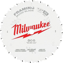 Milwaukee Tool - 7-1/4" Diam, 5/8" Arbor Hole Diam, 24 Tooth Wet & Dry Cut Saw Blade - Tungsten Carbide-Tipped, Framing Action, Standard Round Arbor - Benchmark Tooling