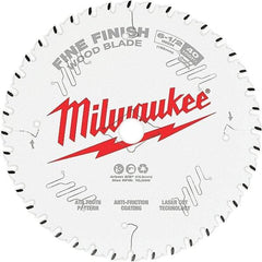 Milwaukee Tool - 6-1/2" Diam, 5/8" Arbor Hole Diam, 40 Tooth Wet & Dry Cut Saw Blade - Tungsten Carbide-Tipped, Fine Finish Action, Standard Round Arbor - Benchmark Tooling