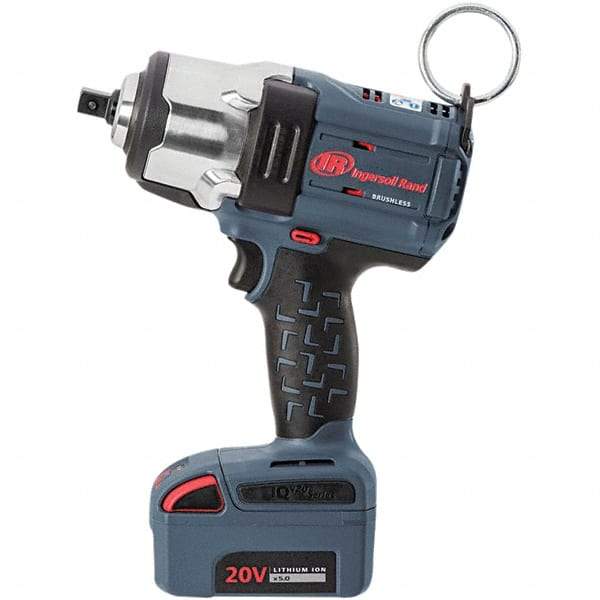 Ingersoll-Rand - 1/2" Drive 20 Volt Pistol Grip Cordless Impact Wrench & Ratchet - 0 to 1,900 RPM, 0 to 2,450 BPM, 1,500 Ft/Lb Torque, Lithium-Ion Batteries - Benchmark Tooling