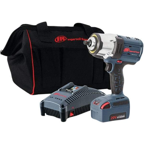 Ingersoll-Rand - 1/2" Drive 20 Volt Pistol Grip Cordless Impact Wrench & Ratchet - 0 to 1,900 RPM, 0 to 2,450 BPM, 1,500 Ft/Lb Torque, 1 Lithium-Ion Battery - Benchmark Tooling