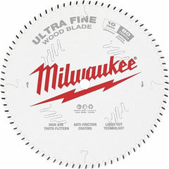 Milwaukee Tool - 10" Diam, 5/8" Arbor Hole Diam, 80 Tooth Wet & Dry Cut Saw Blade - Tungsten Carbide-Tipped, Fine Finish Action, Standard Round Arbor - Benchmark Tooling