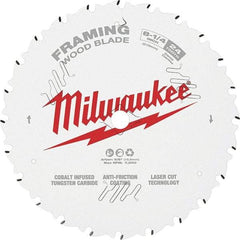 Milwaukee Tool - 8-1/4" Diam, 5/8" Arbor Hole Diam, 24 Tooth Wet & Dry Cut Saw Blade - Tungsten Carbide-Tipped, Framing Action, Standard Round Arbor - Benchmark Tooling