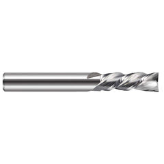 Square End Mill: 1/8'' Dia, 3/8'' LOC, 1/8'' Shank Dia, 1-1/2'' OAL, 2 Flutes, Solid Carbide Single End, Uncoated, Downcut Flute, 40 ° Helix, RH Cut, RH Flute