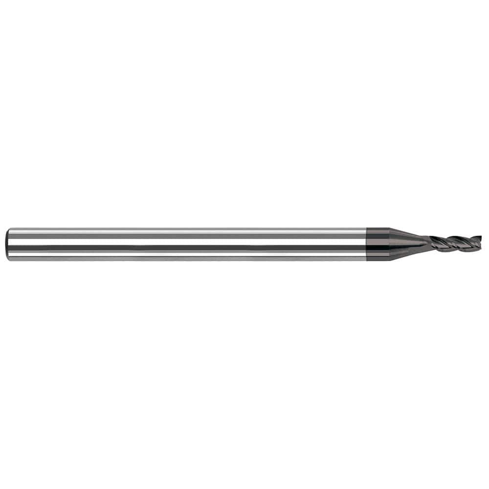 Square End Mill: 1/16'' Dia, 0.186'' LOC, 1/8'' Shank Dia, 1-1/2'' OAL, 3 Flutes, Solid Carbide Single End, Amorphous Diamond Finish, 42 ° Variable Helix, Centercutting, RH Cut, RH Flute