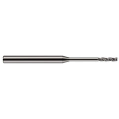 Square End Mill: 5/64'' Dia, 1/2'' LOC, 1/8'' Shank Dia, 2-1/2'' OAL, 3 Flutes, Solid Carbide Single End, Uncoated, 30 ° Helix, Centercutting, RH Cut, RH Flute