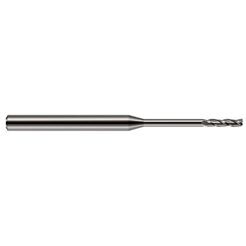 Square End Mill: 1/8'' Dia, 5/8'' LOC, 1/8'' Shank Dia, 2-1/2'' OAL, 4 Flutes, Solid Carbide Single End, Uncoated, 30 ° Helix, Centercutting, RH Cut, RH Flute