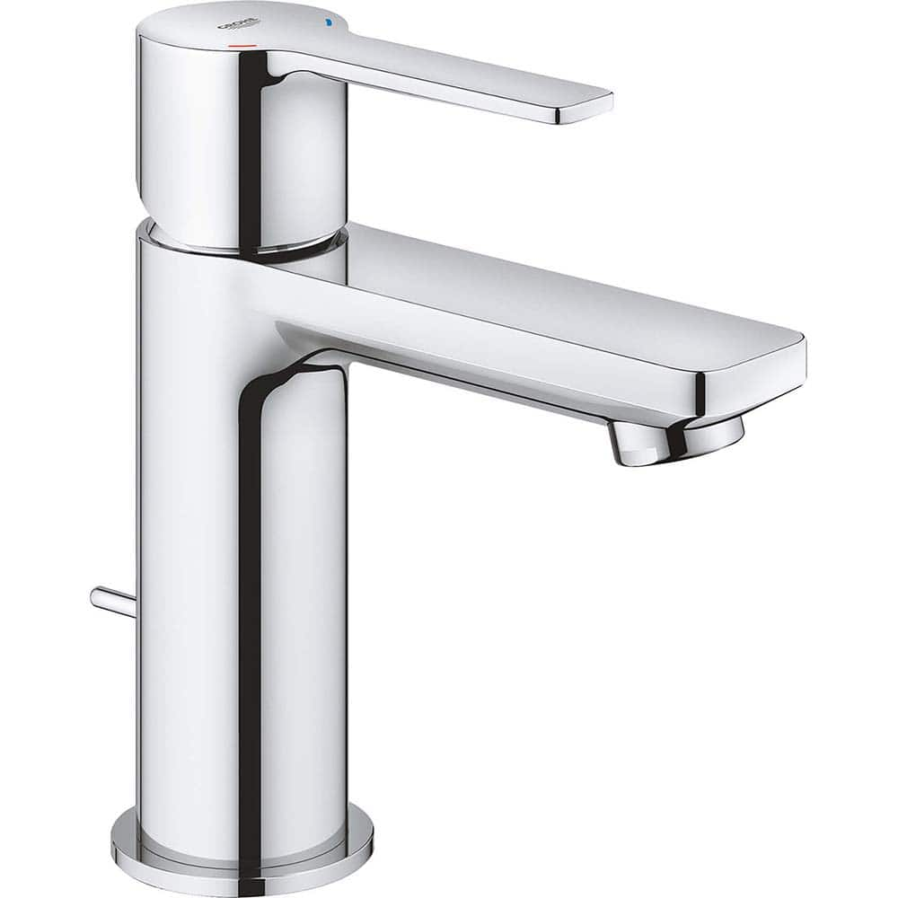 Grohe - Lavatory Faucets; Type: Deck Mount ; Spout Type: Low Arc ; Design: Lever ; Handle Type: Lever ; Mounting Centers: Single Hole (Inch); Drain Type: Pop-Up - Exact Industrial Supply